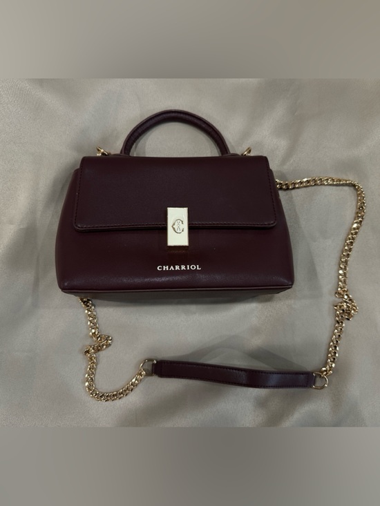 Charriol Handbags - Charriol Burgundy Leather Satchel with Gold Chain Strap
